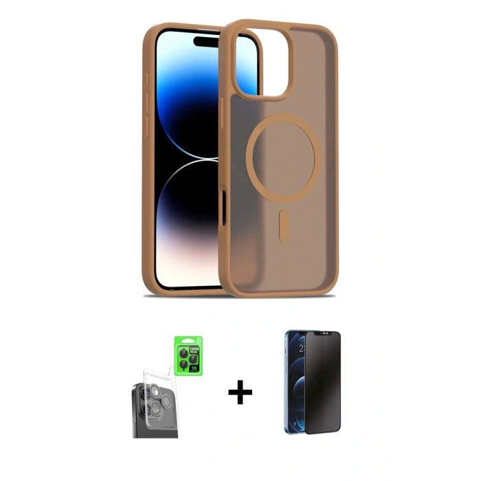 MARSİLYAN™- iPhone 16 Pro Max Kılıf Siluet Minimal Prime - Siyah 3D Antistatik Hayalet Cam Ekran Koruyucu + Raze Metal Kamera Lens - SH