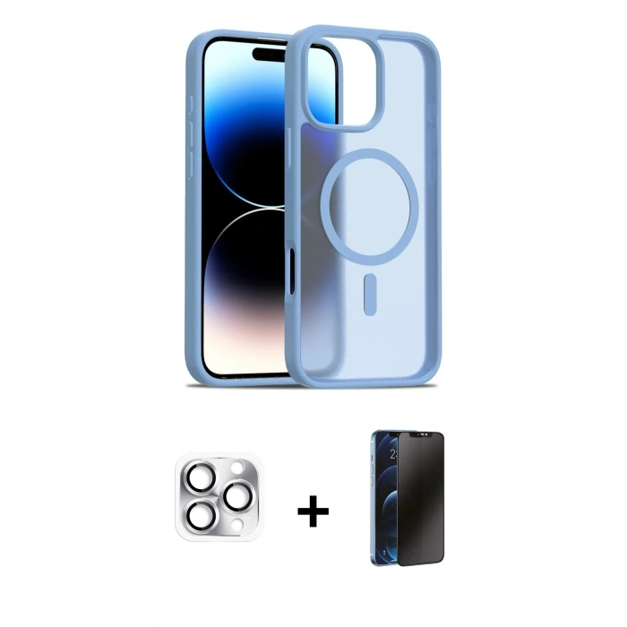 MARSİLYAN™- iPhone 16 Pro Max Kılıf Siluet Minimal Prime - Siyah 3D Antistatik Hayalet Cam Ekran Koruyucu + Pers Alüminyum Kamera Lens - GS