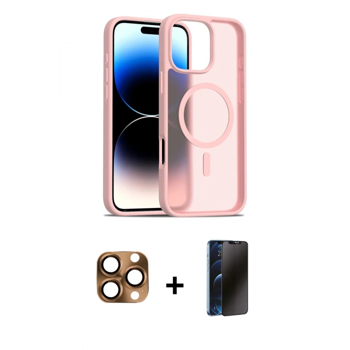 MARSİLYAN™- iPhone 16 Pro Max Kılıf Siluet Minimal Prime - Siyah 3D Antistatik Hayalet Cam Ekran Koruyucu + Pers Alüminyum Kamera Lens - CLTM