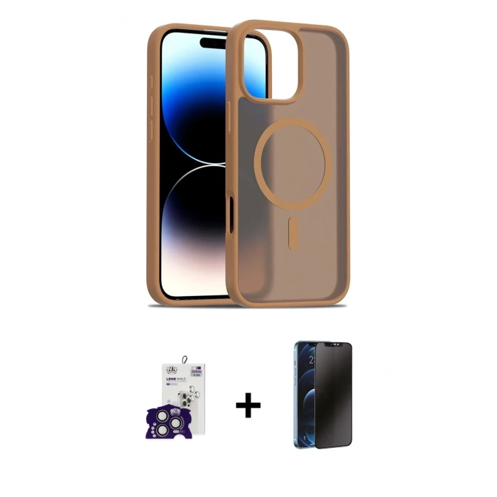 MARSİLYAN™- iPhone 16 Pro Max Kılıf Siluet Minimal Prime - Siyah 3D Antistatik Hayalet Cam Ekran Koruyucu + Bilvis Titan Kamera Lens - TMGI