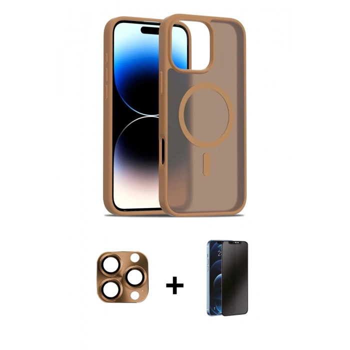 MARSİLYAN™- iPhone 16 Pro Max Kılıf Siluet Minimal Prime - Siyah 3D Antistatik Hayalet Cam Ekran Koruyucu + Pers Alüminyum Kamera Lens - CLTM