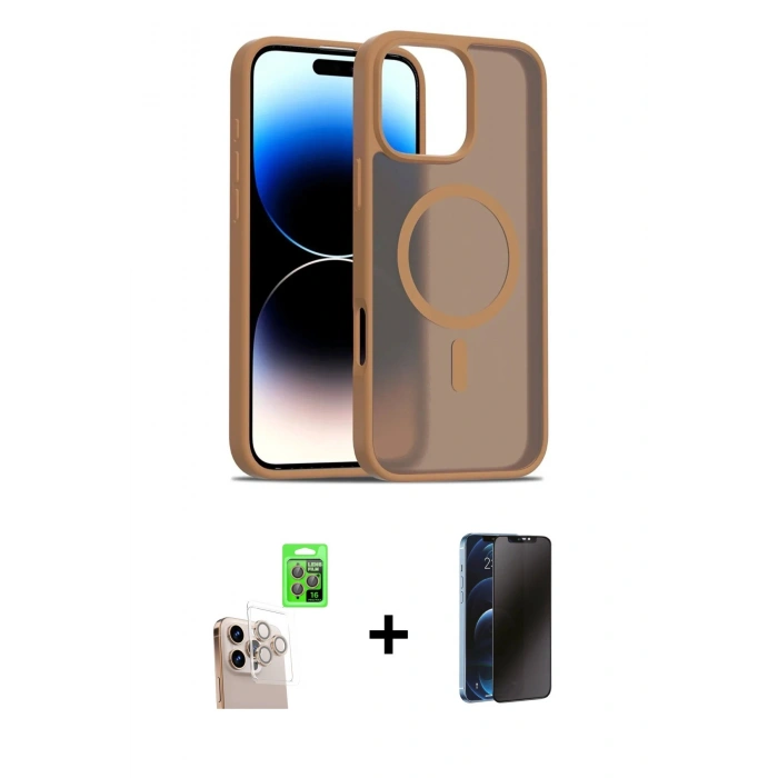 MARSİLYAN™- iPhone 16 Pro Max Kılıf Siluet Minimal Prime - Siyah 3D Antistatik Hayalet Cam Ekran Koruyucu + Raze Metal Kamera Lens - NLGY