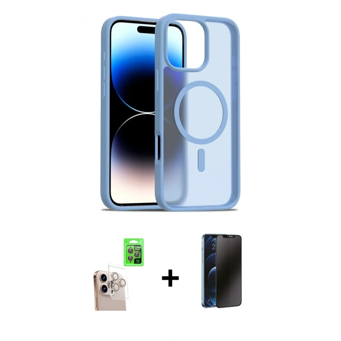 MARSİLYAN™- iPhone 16 Pro Max Kılıf Siluet Minimal Prime - Siyah 3D Antistatik Hayalet Cam Ekran Koruyucu + Raze Metal Kamera Lens - NLGY