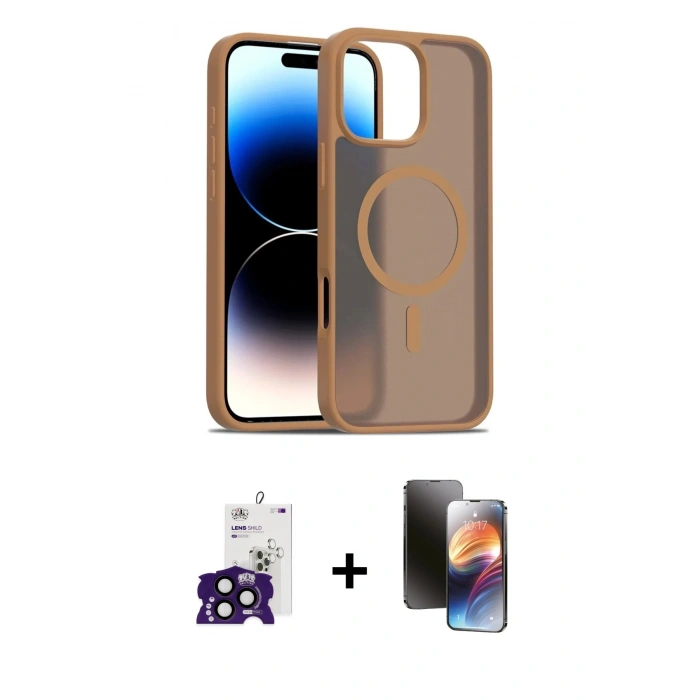 MARSİLYAN™- iPhone 16 Pro Max Kılıf Siluet Minimal Prime - Siyah 3D Antistatik Mat Seramik Nano Ekran Koruyucu + Bilvis Titan Kamera Lens - SH