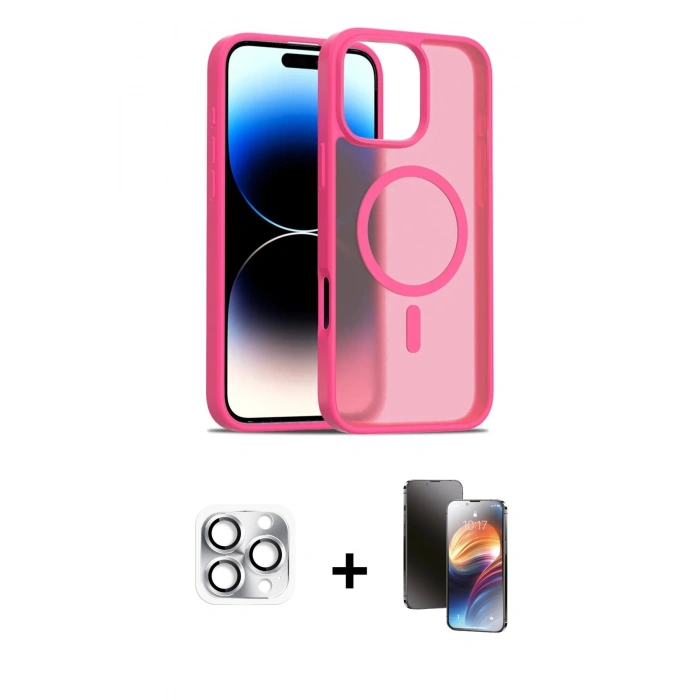 MARSİLYAN™- iPhone 16 Pro Max Kılıf Siluet Minimal Prime - Siyah 3D Antistatik Mat Seramik Nano Ekran Koruyucu + Pers Alüminyum Kamera Lens - GS