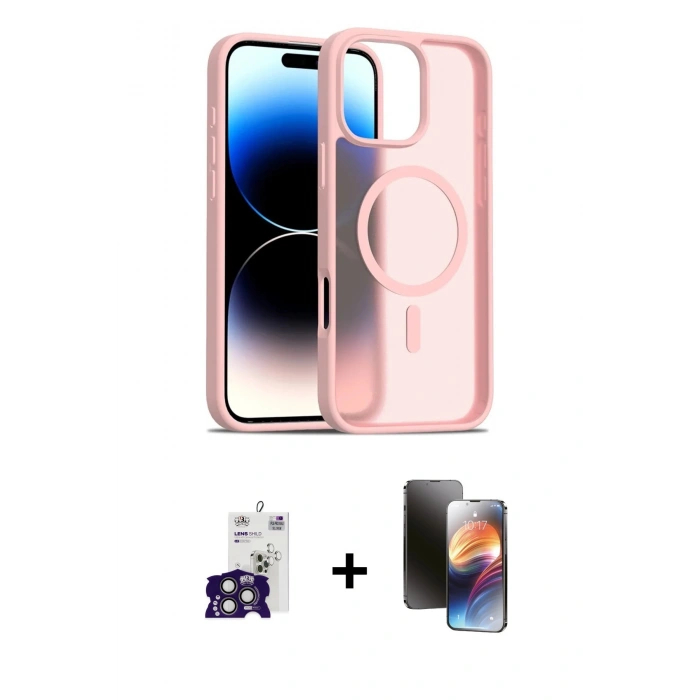 MARSİLYAN™- iPhone 16 Pro Max Kılıf Siluet Minimal Prime - Siyah 3D Antistatik Mat Seramik Nano Ekran Koruyucu + Titanyum Gri Bilvis Titan Kamera Lens