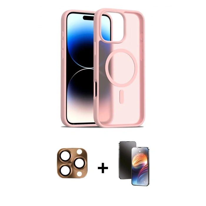 MARSİLYAN™- iPhone 16 Pro Max Kılıf Siluet Minimal Prime - Siyah 3D Antistatik Mat Seramik Nano Ekran Koruyucu + Pers Alüminyum Kamera Lens - CLTM