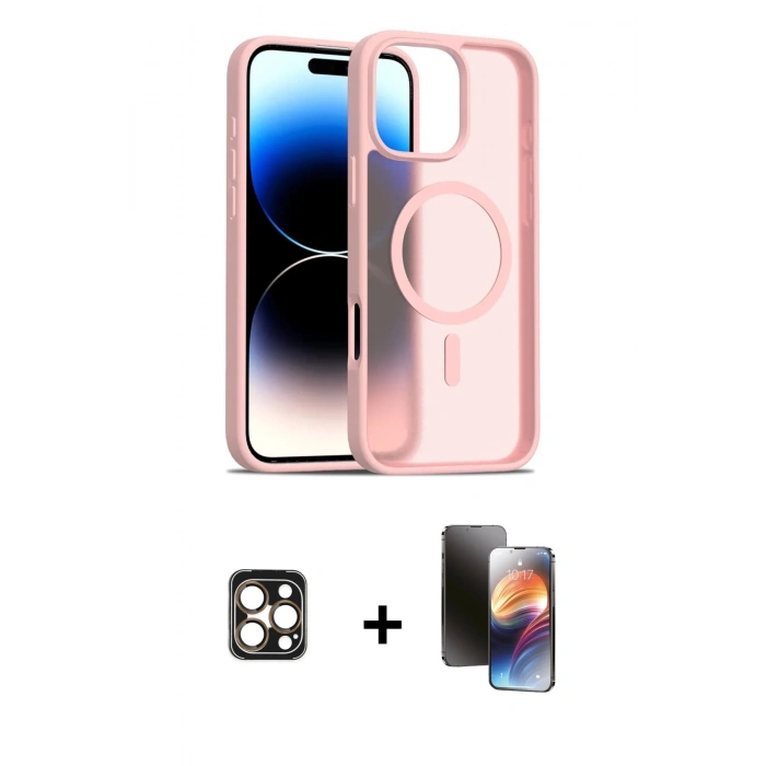 MARSİLYAN™- iPhone 16 Pro Max Kılıf Siluet Minimal Prime - Siyah 3D Antistatik Mat Seramik Nano Ekran Koruyucu + PVD Metal Kamera Lens - GD