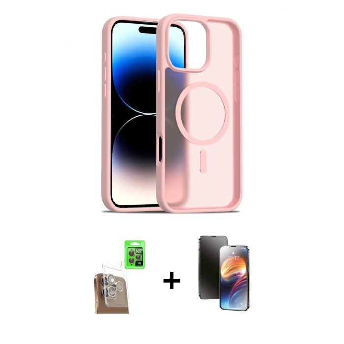 MARSİLYAN™- iPhone 16 Pro Max Kılıf Siluet Minimal Prime - Siyah 3D Antistatik Mat Seramik Nano Ekran Koruyucu + Raze Metal Kamera Lens - CLTM