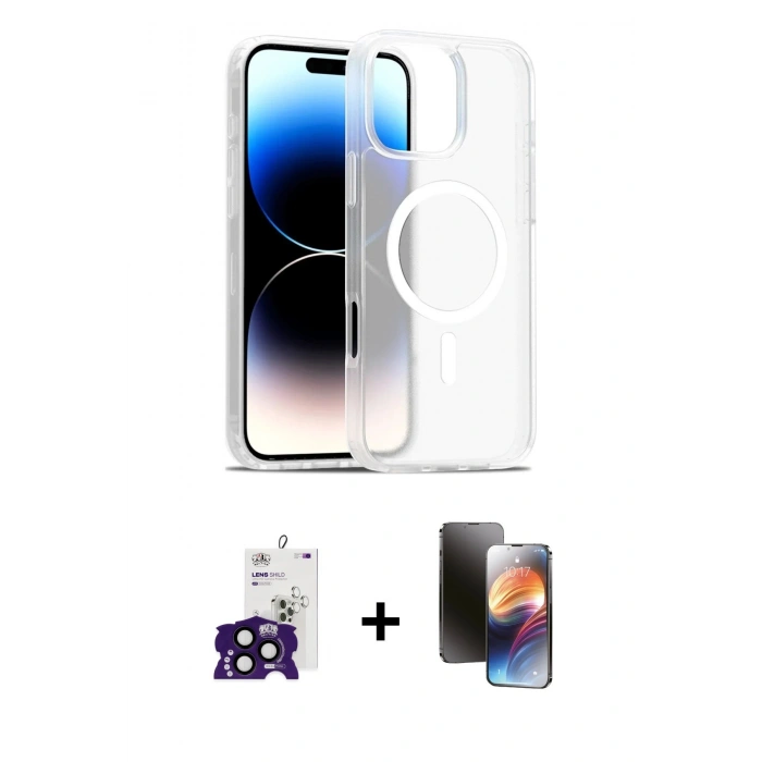MARSİLYAN™- iPhone 16 Pro Max Kılıf Siluet Minimal Prime - Siyah 3D Antistatik Mat Seramik Nano Ekran Koruyucu + Bilvis Titan Kamera Lens - SH