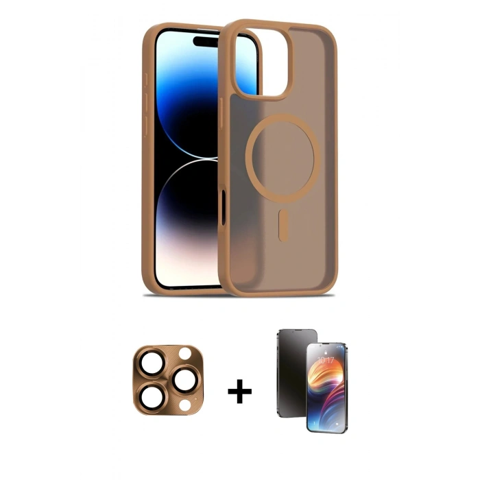 MARSİLYAN™- iPhone 16 Pro Max Kılıf Siluet Minimal Prime - Siyah 3D Antistatik Mat Seramik Nano Ekran Koruyucu + Pers Alüminyum Kamera Lens - CLTM