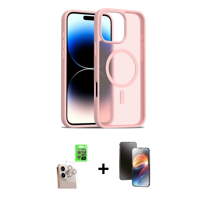 MARSİLYAN™- iPhone 16 Pro Max Kılıf Siluet Minimal Prime - Siyah 3D Antistatik Mat Seramik Nano Ekran Koruyucu + Raze Metal Kamera Lens - NLGY