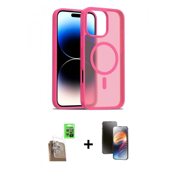 MARSİLYAN™- iPhone 16 Pro Max Kılıf Siluet Minimal Prime - Siyah 3D Antistatik Mat Seramik Nano Ekran Koruyucu + Raze Metal Kamera Lens - CLTM