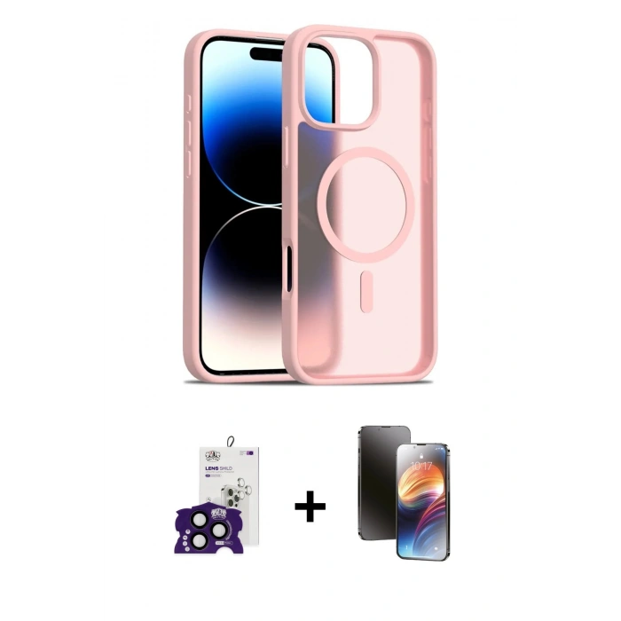 MARSİLYAN™- iPhone 16 Pro Max Kılıf Siluet Minimal Prime - Siyah 3D Antistatik Mat Seramik Nano Ekran Koruyucu + Bilvis Titan Kamera Lens - SH