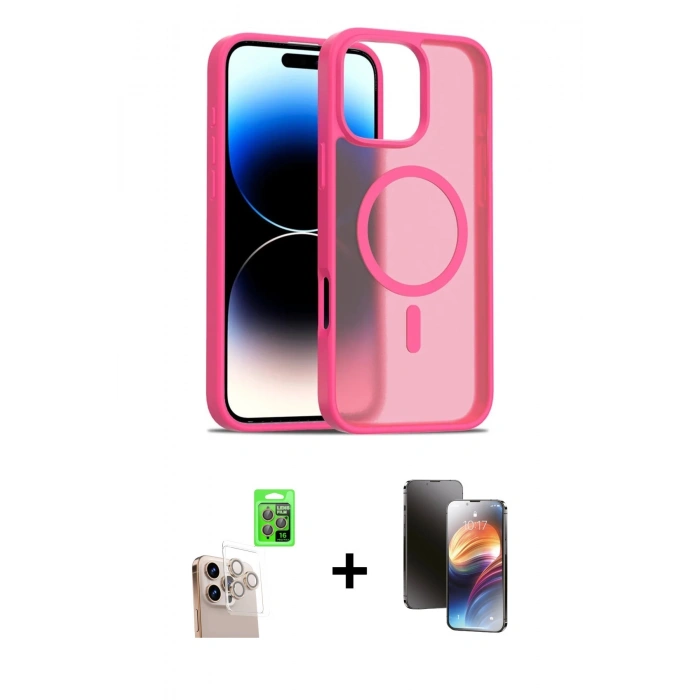 MARSİLYAN™- iPhone 16 Pro Max Kılıf Siluet Minimal Prime - Siyah 3D Antistatik Mat Seramik Nano Ekran Koruyucu + Raze Metal Kamera Lens - NLGY