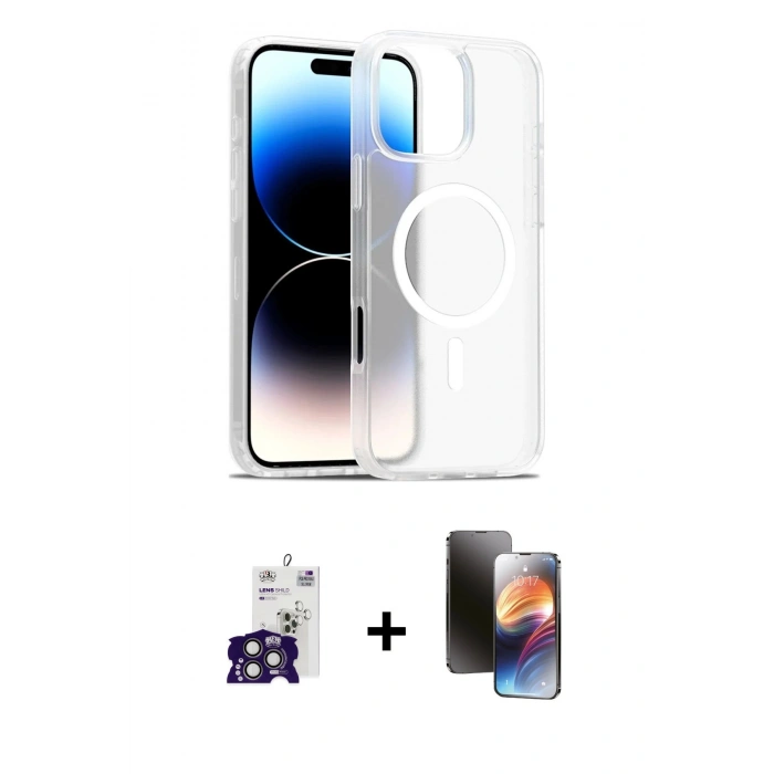 MARSİLYAN™- iPhone 16 Pro Max Kılıf Siluet Minimal Prime - Siyah 3D Antistatik Mat Seramik Nano Ekran Koruyucu + Titanyum Gri Bilvis Titan Kamera Lens