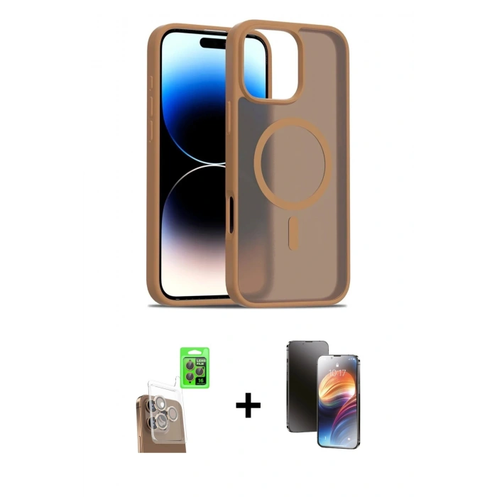MARSİLYAN™- iPhone 16 Pro Max Kılıf Siluet Minimal Prime - Siyah 3D Antistatik Mat Seramik Nano Ekran Koruyucu + Raze Metal Kamera Lens - CLTM