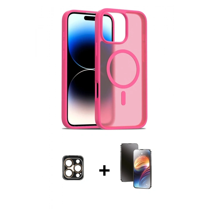 MARSİLYAN™- iPhone 16 Pro Max Kılıf Siluet Minimal Prime - Siyah 3D Antistatik Mat Seramik Nano Ekran Koruyucu + PVD Metal Kamera Lens - GD