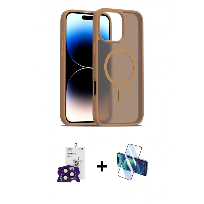 MARSİLYAN™- iPhone 16 Pro Max Kılıf Siluet Minimal Prime - Siyah 3D Antistatik Seramik Nano Ekran Koruyucu + Siyah Bilvis Titan Kamera Lens