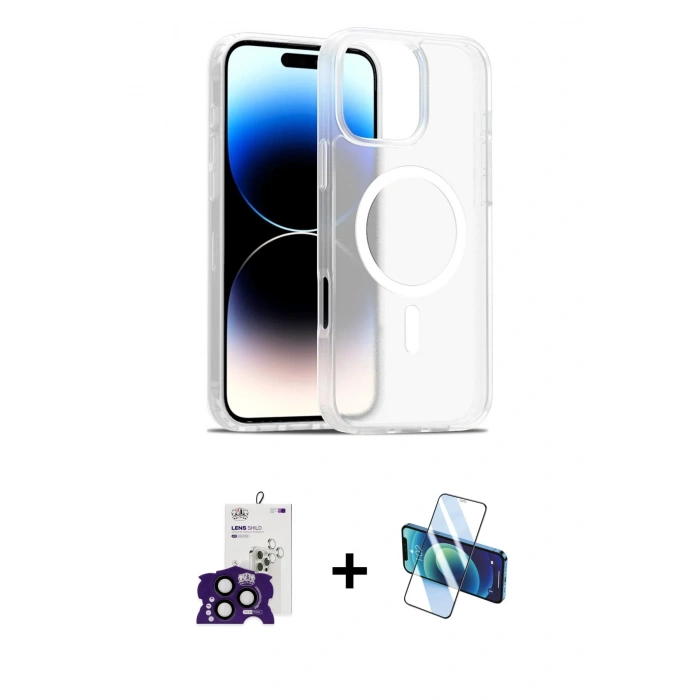MARSİLYAN™- iPhone 16 Pro Max Kılıf Siluet Minimal Prime - Siyah 3D Antistatik Seramik Nano Ekran Koruyucu + Siyah Bilvis Titan Kamera Lens