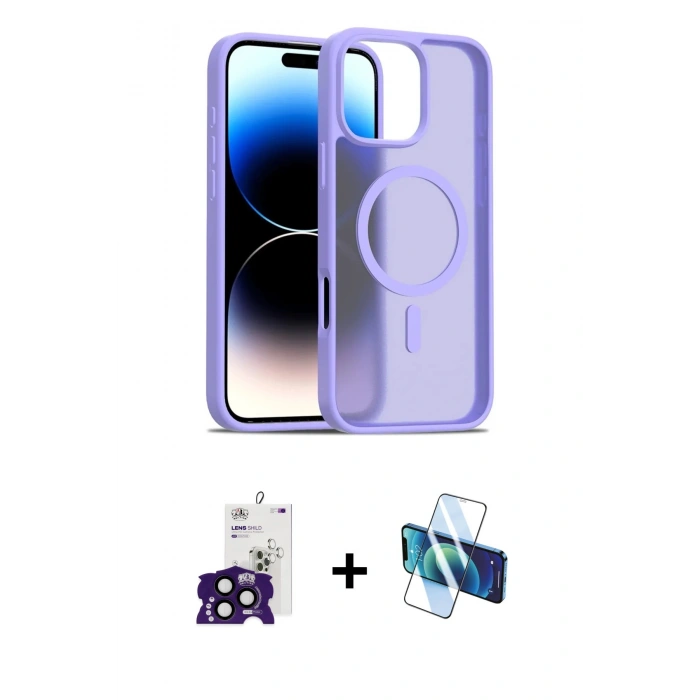 MARSİLYAN™- iPhone 16 Pro Max Kılıf Siluet Minimal Prime - Siyah 3D Antistatik Seramik Nano Ekran Koruyucu + Siyah Bilvis Titan Kamera Lens