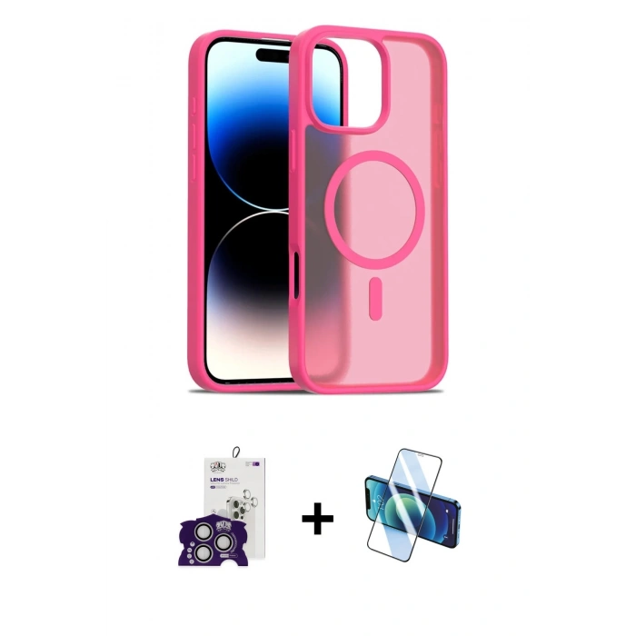MARSİLYAN™- iPhone 16 Pro Max Kılıf Siluet Minimal Prime - Siyah 3D Antistatik Seramik Nano Ekran Koruyucu + Bilvis Titan Kamera Lens - GS