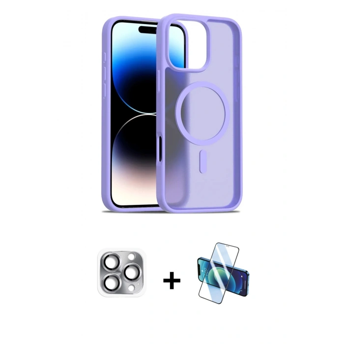 MARSİLYAN™- iPhone 16 Pro Max Kılıf Siluet Minimal Prime - Siyah 3D Antistatik Seramik Nano Ekran Koruyucu + Pers Alüminyum Kamera Lens - GI