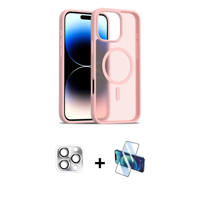MARSİLYAN™- iPhone 16 Pro Max Kılıf Siluet Minimal Prime - Siyah 3D Antistatik Seramik Nano Ekran Koruyucu + Pers Alüminyum Kamera Lens - GS