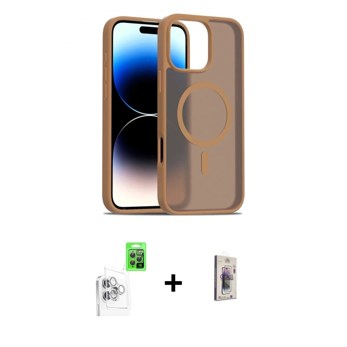 MARSİLYAN™- iPhone 16 Pro Max Kılıf Siluet Minimal Prime - Siyah Bilvis 3D Cam Ekran Koruyucu + Raze Metal Kamera Lens - BZ