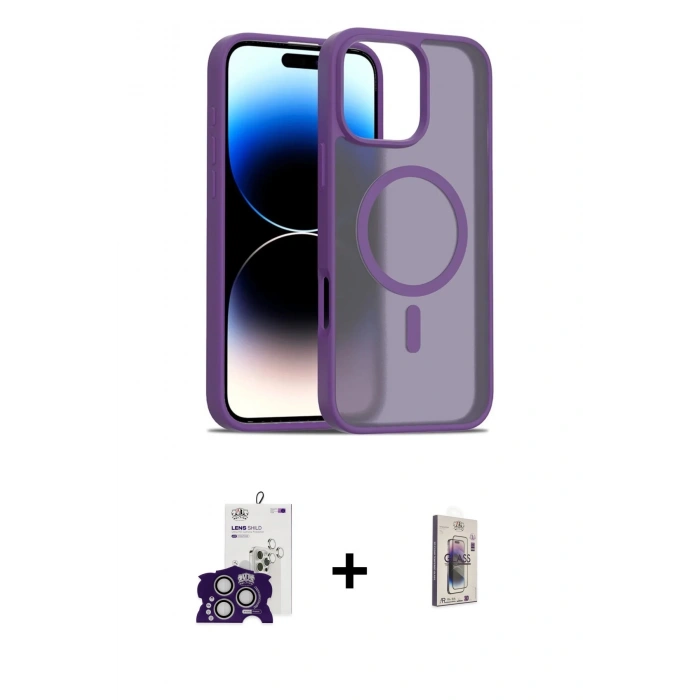 MARSİLYAN™- iPhone 16 Pro Max Kılıf Siluet Minimal Prime - Siyah Bilvis 3D Cam Ekran Koruyucu + Bilvis Titan Kamera Lens - GS
