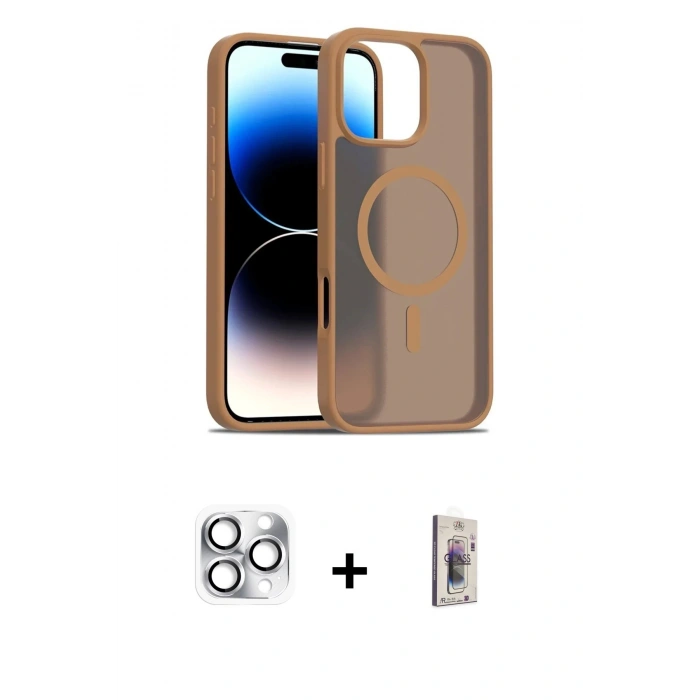 MARSİLYAN™- iPhone 16 Pro Max Kılıf Siluet Minimal Prime - Siyah Bilvis 3D Cam Ekran Koruyucu + Gümüş Pers Alüminyum Kamera Lens