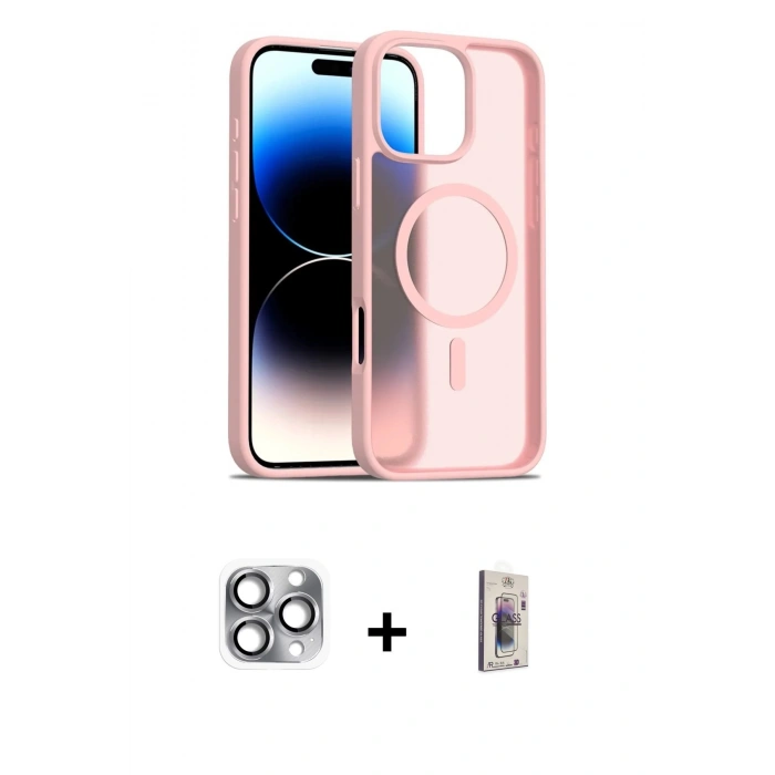 MARSİLYAN™- iPhone 16 Pro Max Kılıf Siluet Minimal Prime - Siyah Bilvis 3D Cam Ekran Koruyucu + Pers Alüminyum Kamera Lens - GI