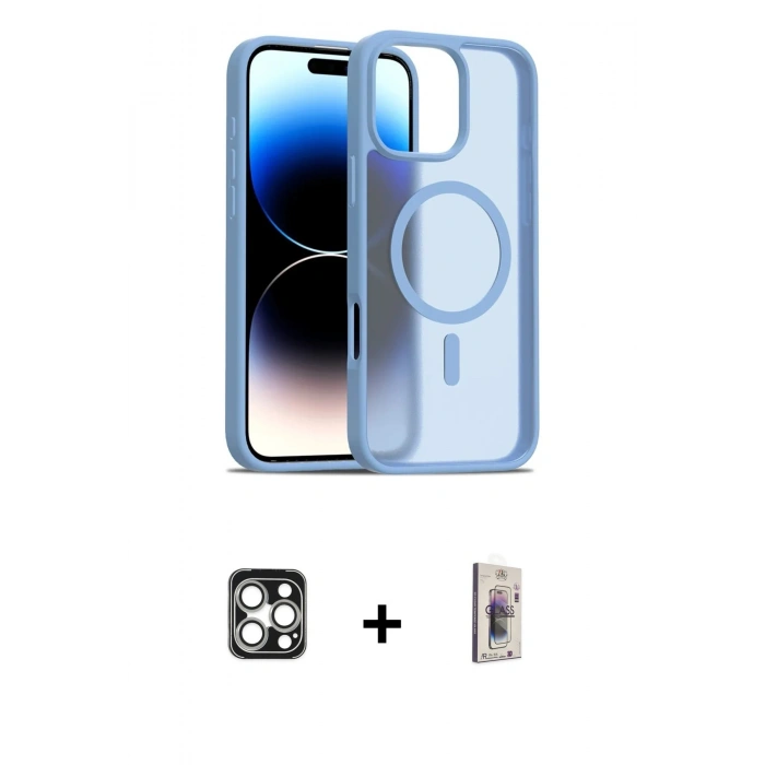 MARSİLYAN™- iPhone 16 Pro Max Kılıf Siluet Minimal Prime - Siyah Bilvis 3D Cam Ekran Koruyucu + PVD Metal Kamera Lens - GS