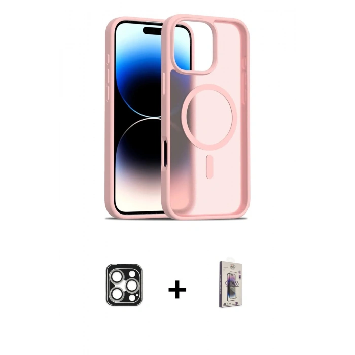 MARSİLYAN™- iPhone 16 Pro Max Kılıf Siluet Minimal Prime - Siyah Bilvis 3D Cam Ekran Koruyucu + PVD Metal Kamera Lens - GS