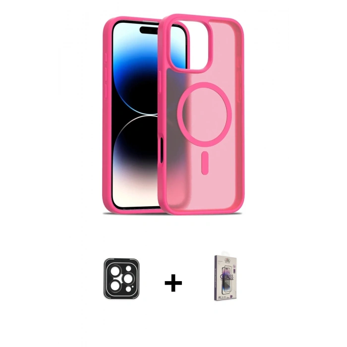 MARSİLYAN™- iPhone 16 Pro Max Kılıf Siluet Minimal Prime - Siyah Bilvis 3D Cam Ekran Koruyucu + PVD Metal Kamera Lens - SH