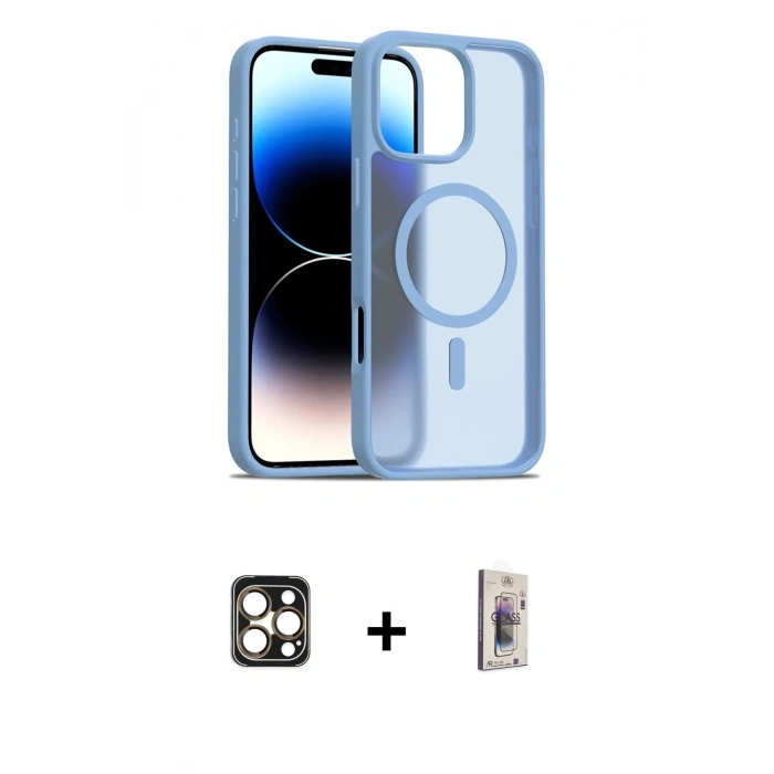 MARSİLYAN™- iPhone 16 Pro Max Kılıf Siluet Minimal Prime - Siyah Bilvis 3D Cam Ekran Koruyucu + PVD Metal Kamera Lens - GD