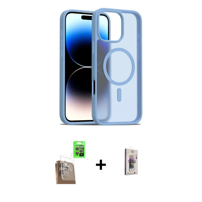 MARSİLYAN™- iPhone 16 Pro Max Kılıf Siluet Minimal Prime - Siyah Bilvis 3D Cam Ekran Koruyucu + Raze Metal Kamera Lens - CLTM