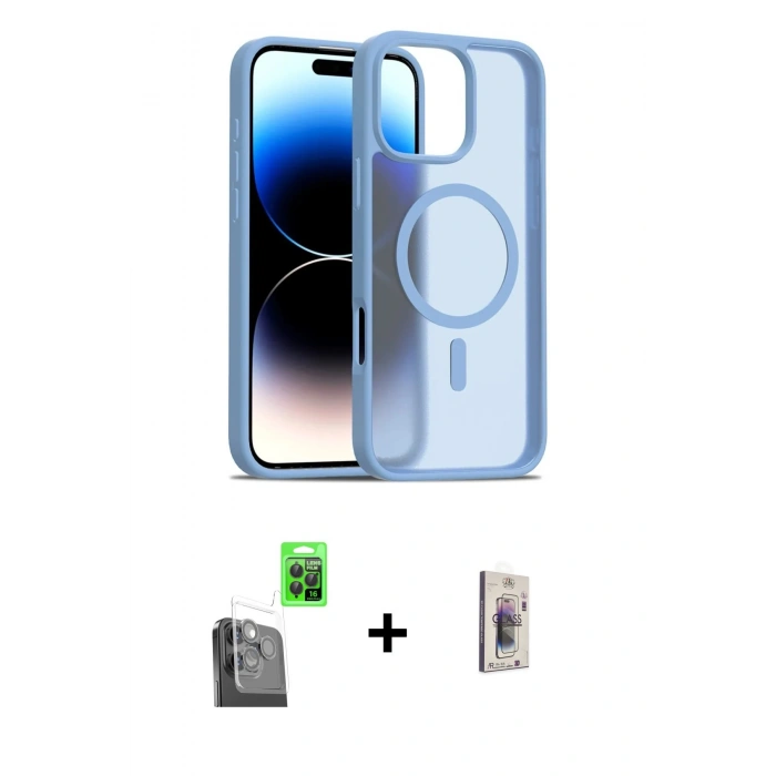 MARSİLYAN™- iPhone 16 Pro Max Kılıf Siluet Minimal Prime - Siyah Bilvis 3D Cam Ekran Koruyucu + Siyah Raze Metal Kamera Lens