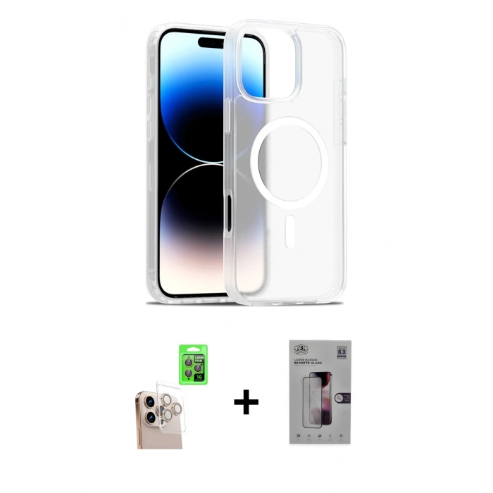 MARSİLYAN™- iPhone 16 Pro Max Kılıf Siluet Minimal Prime - Siyah Bilvis 3D Mat Cam Ekran Koruyucu + Raze Metal Kamera Lens - NLGY
