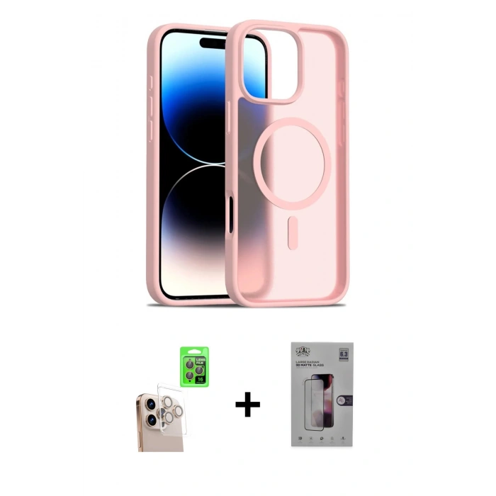 MARSİLYAN™- iPhone 16 Pro Max Kılıf Siluet Minimal Prime - Siyah Bilvis 3D Mat Cam Ekran Koruyucu + Raze Metal Kamera Lens - NLGY