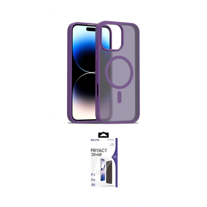 MARSİLYAN™- iPhone 16 Pro Max Kılıf Siluet Minimal Prime - Siyah Bilvis 3X AR Hayalet Cam Ekran Koruyucu