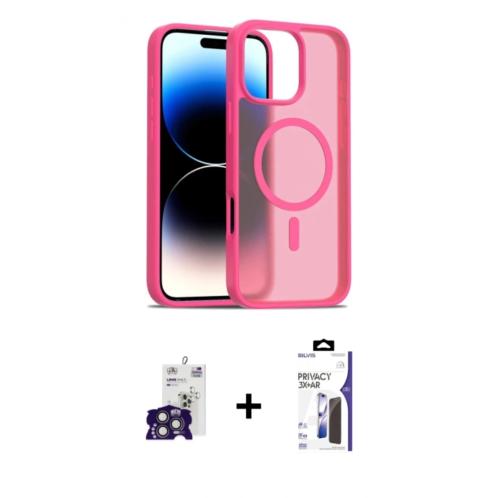 MARSİLYAN™- iPhone 16 Pro Max Kılıf Siluet Minimal Prime - Siyah Bilvis 3X AR Hayalet Cam Ekran Koruyucu + Bilvis Titan Kamera Lens - TMGI