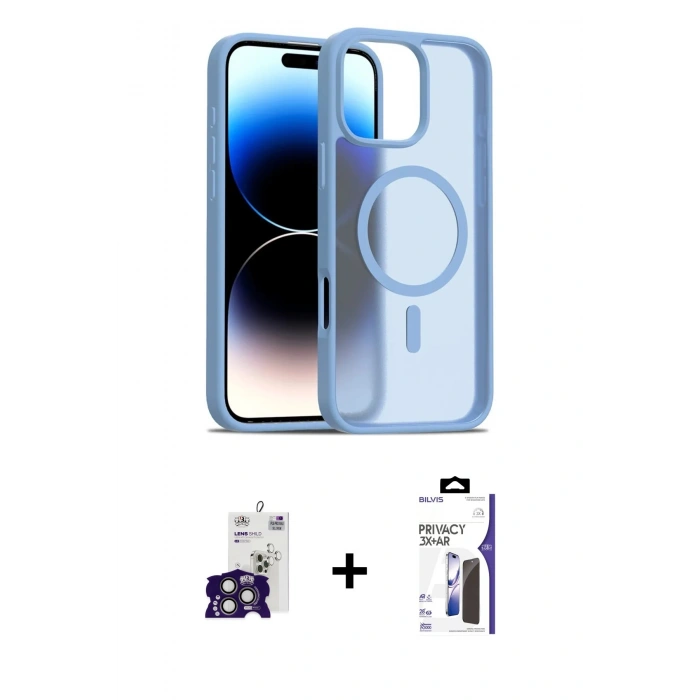 MARSİLYAN™- iPhone 16 Pro Max Kılıf Siluet Minimal Prime - Siyah Bilvis 3X AR Hayalet Cam Ekran Koruyucu + Bilvis Titan Kamera Lens - TMGI
