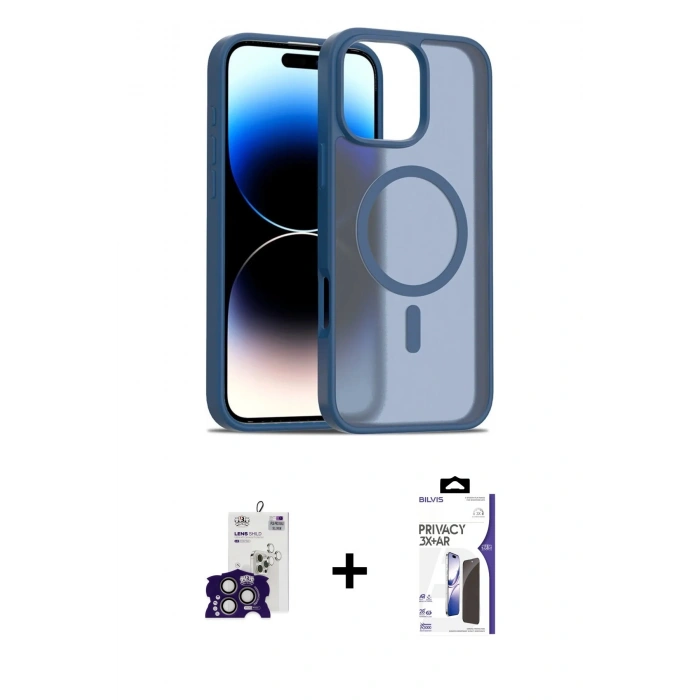 MARSİLYAN™- iPhone 16 Pro Max Kılıf Siluet Minimal Prime - Siyah Bilvis 3X AR Hayalet Cam Ekran Koruyucu + Bilvis Titan Kamera Lens - TMGI