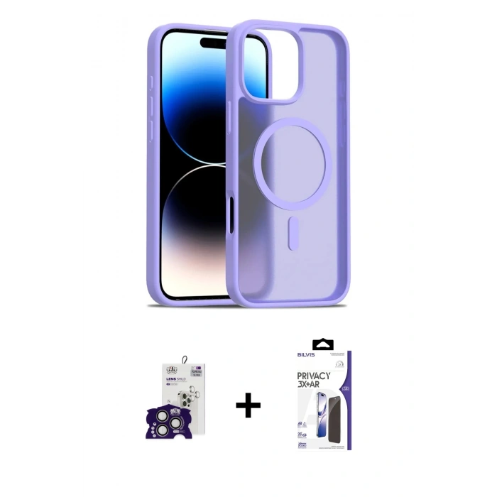 MARSİLYAN™- iPhone 16 Pro Max Kılıf Siluet Minimal Prime - Siyah Bilvis 3X AR Hayalet Cam Ekran Koruyucu + Bilvis Titan Kamera Lens - TMGI