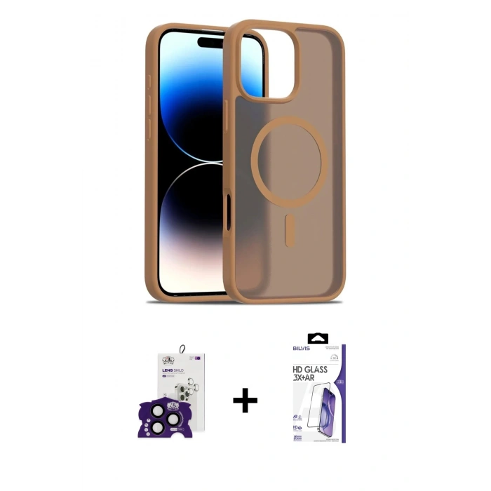 MARSİLYAN™- iPhone 16 Pro Max Kılıf Siluet Minimal Prime - Siyah Bilvis 3X AR HD Cam Ekran Koruyucu + Bilvis Titan Kamera Lens - SH