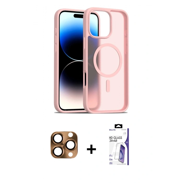 MARSİLYAN™- iPhone 16 Pro Max Kılıf Siluet Minimal Prime - Siyah Bilvis 3X AR HD Cam Ekran Koruyucu + Pers Alüminyum Kamera Lens - CLTM