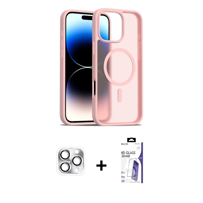 MARSİLYAN™- iPhone 16 Pro Max Kılıf Siluet Minimal Prime - Siyah Bilvis 3X AR HD Cam Ekran Koruyucu + Pers Alüminyum Kamera Lens - GS