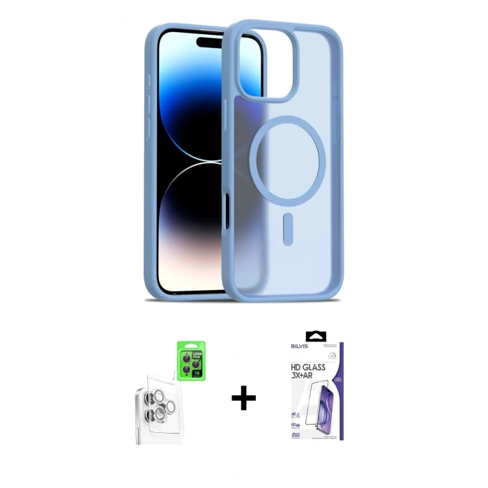 MARSİLYAN™- iPhone 16 Pro Max Kılıf Siluet Minimal Prime - Siyah Bilvis 3X AR HD Cam Ekran Koruyucu + Raze Metal Kamera Lens - BZ