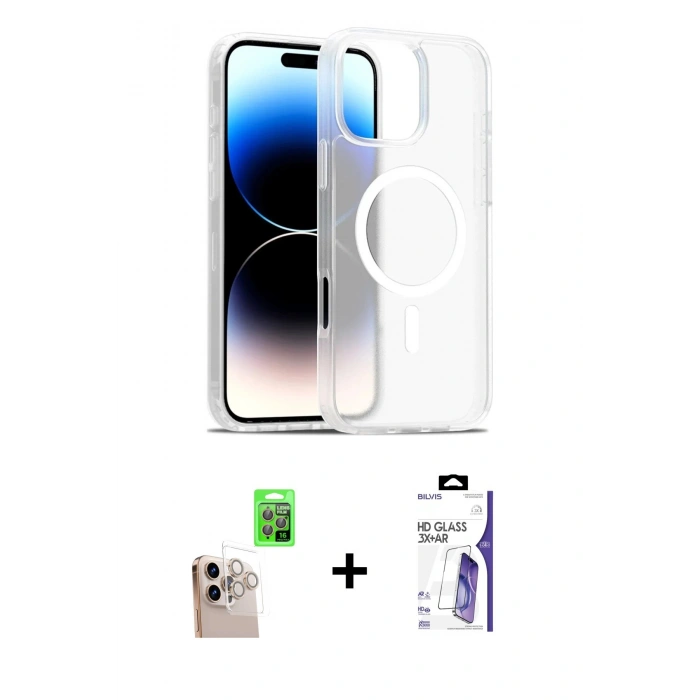 MARSİLYAN™- iPhone 16 Pro Max Kılıf Siluet Minimal Prime - Siyah Bilvis 3X AR HD Cam Ekran Koruyucu + Raze Metal Kamera Lens - NLGY